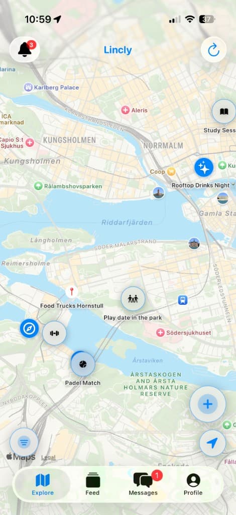 Lincly app map and discovery screen
